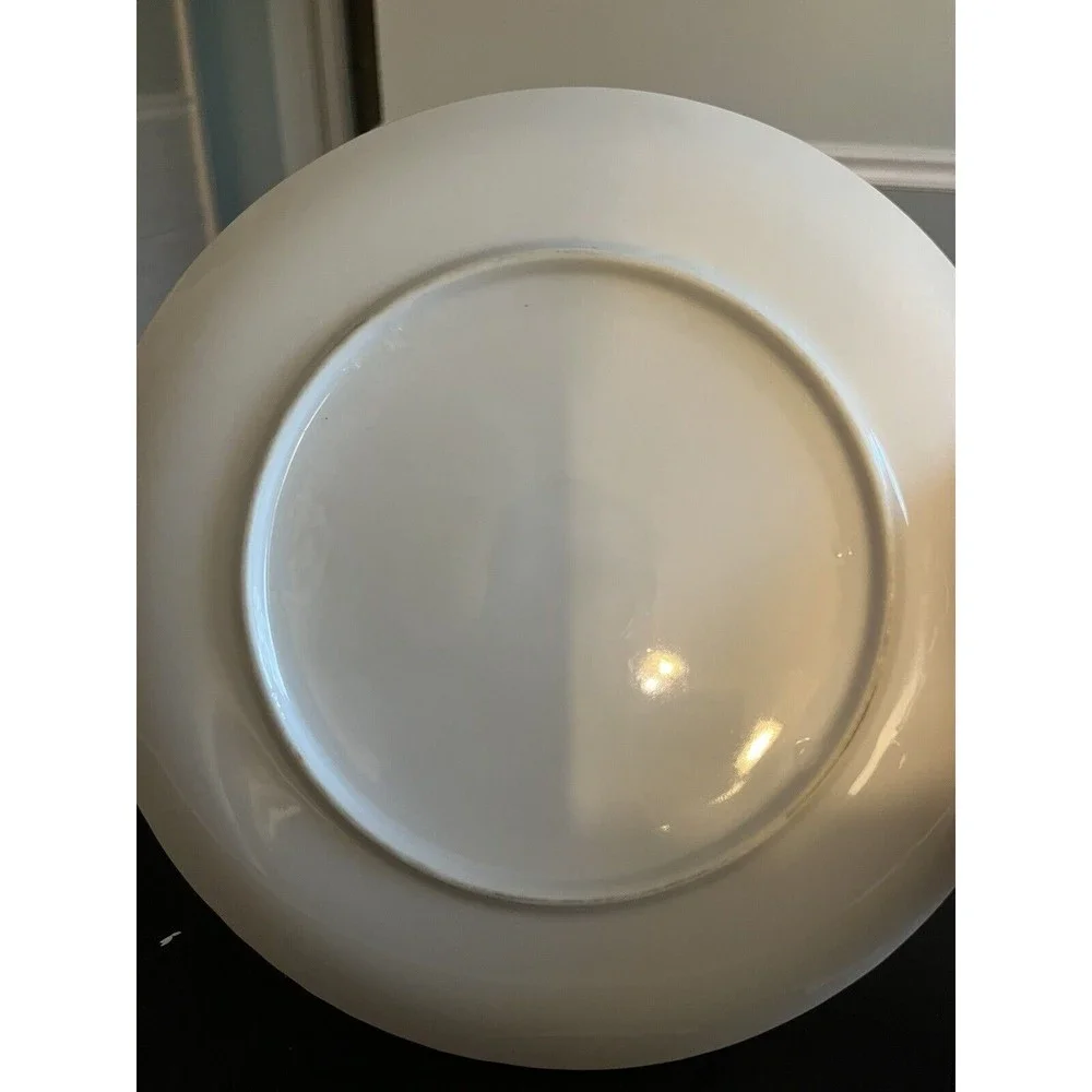 8pc Ceramic Green Floral Daisy Mugs with 9” Round Snack Plate